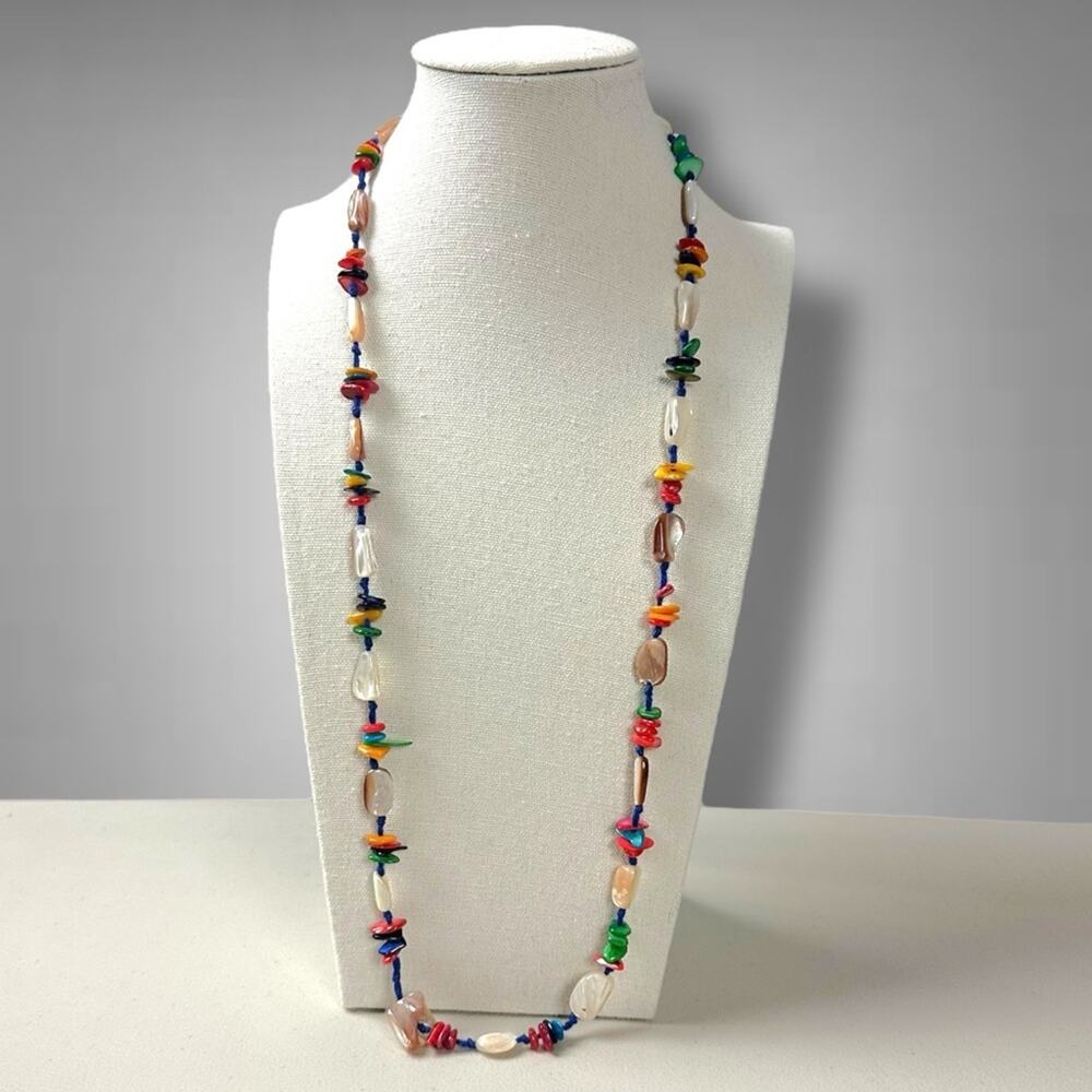 Free People Ariana Ost At The Market Necklace NWT Navy Bohemian Beach Whimsical
